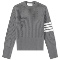 Thom Browne Engineered Stripe Cable Knit Light Grey