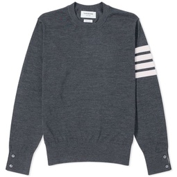 Thom Browne Classic Merino Crew Knit Dark Grey