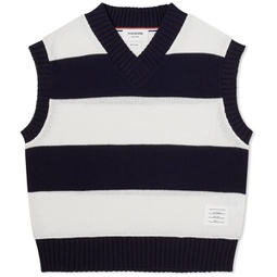 Thom Browne Oversized Rugby Stripe Vest Navy