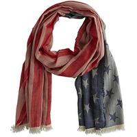 Tickled Pink Womens Patriotic American Flag Fashion Scarf, Blue/Gray/White Stars, One Size