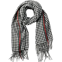 Tickled Pink Womens Check Fringe Scarf