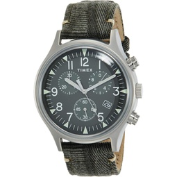 Timex MK1 Steel Chronograph 42 mm Olive Green Fabric Strap Watch TW2R68600