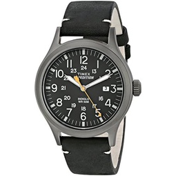 Timex Mens TWC008300 Expedition Scout Leather Slip-Thru Strap Watch