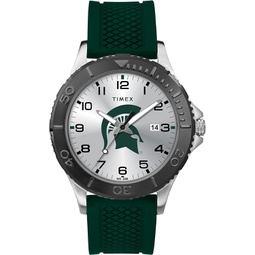 Timex Mens Collegiate Gamer 42mm Watch  Michigan State Spartans with Green Silicone Strap