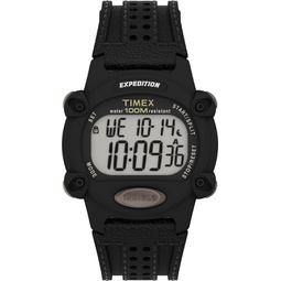 Timex Mens Expedition Quartz Watch with Leather Strap, Black, 22 (Model: TW4B20400)