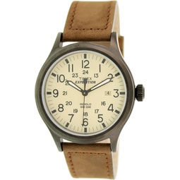 Timex Mens Expedition T49963 Brown Leather Analog Quartz Dress Watch
