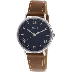Timex Mens Southview TW2R63900 Silver Leather Japanese Quartz Dress Watch