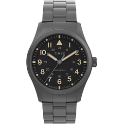 Timex Mens Expedition North Field Post Mechanical 38mm Watch  Black Dial Stainless Steel Case with Black Stainless Steel Bracelet