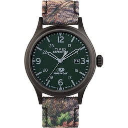 Timex x Mossy Oak Mens Expedition Scout 40mm Watch  Obsession Camo Fabric & Leather Strap