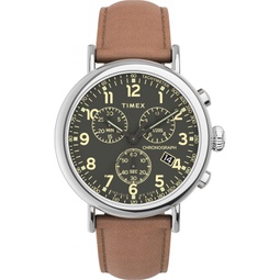 Timex TW2V27500 Mens Quartz Chronograph Watch with Leather Strap, Brown, TW2V27500