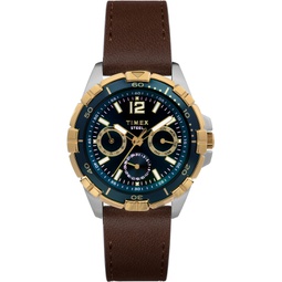 Mens Quartz Analog Premium Dress Leather Brown Watch 44mm