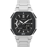 UFC Mens Colossus Analog-Digital Silver-Tone Stainless Steel Watch 45mm