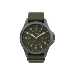 Mens Solar Green Fabric Strap Watch 41 mm