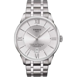 Tissot mens Tissot Chemin des Tourelles Powermatic 80 COSC 316L stainless steel case Automatic Watch, Grey, Stainless steel, 21 (T0994081103800)