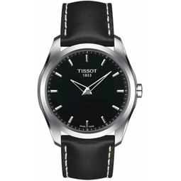 Tissot Mens Couturier Quartz 316L Stainless Steel case Quartz Watch, Black, Leather, 22 (T0354461605102)