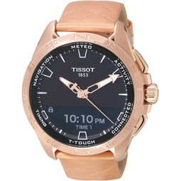 Tissot Mens T-Touch Connect Solar antimagnetic Titanium case with Rose Gold PVD Coating Quartz Watch, Rose Gold, Leather, 23 (T1214204605100)