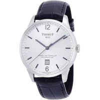 Tissot Mens Chemin Des Tourelles Stainless Steel Swiss-Automatic Watch with Leather Strap, Black, 20 (Model: T0994071603700)