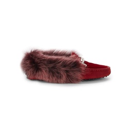 Womens Matelasse Shearling Driving Loafers