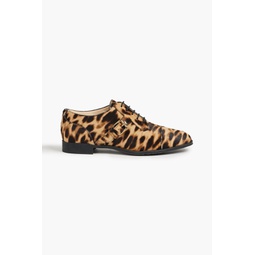 Buckled leopard-print calf hair brogues