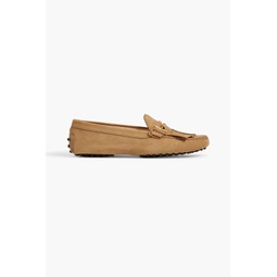 Double T fringed suede loafers