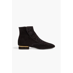 Snap-detailed suede ankle boots