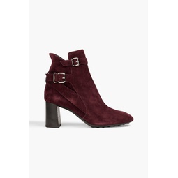 Buckled suede ankle boots