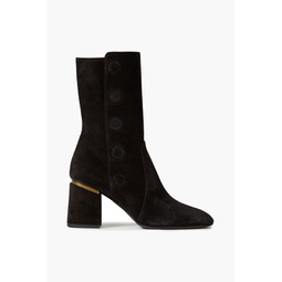 Snap-detailed suede ankle boots