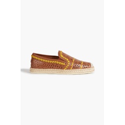 Laser-cut leather espadrilles