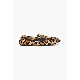 Double T leopard-print calf hair loafers