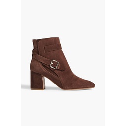 Buckled suede ankle boots
