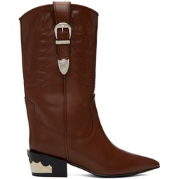 Burgundy Topstitch Cowboy Boots 232492F114000