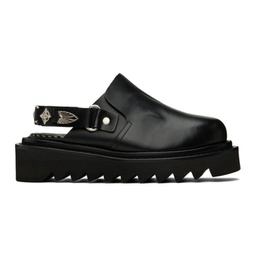 Black Embellished Loafers 231492F121002