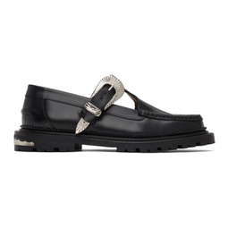 Black Buckle Loafers 232688M231014