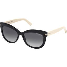 Sunglasses Tom Ford FT 0524 Alistair 05B black/other / gradient smoke, Black and Ivory, 56-16-140