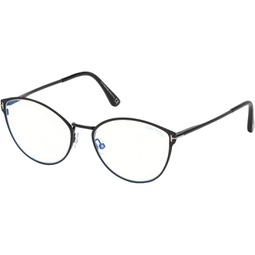 Eyeglasses Tom Ford FT 5573 -B 001 Shiny Black, Palladiumt Logo, Black Tips/