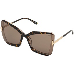 Tom Ford sunglasses Gia (FT-0766-S 56J) Dark Havana - Gold - Brown grey black lenses