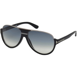 Tom Ford Mens Dimitry Aviator Sunglasses in Matte Black Gradient Blue FT0334 02W 59