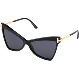 Tom Ford - FT07676101A Shiny Black Butterfly Women Sunglasses - 61mm