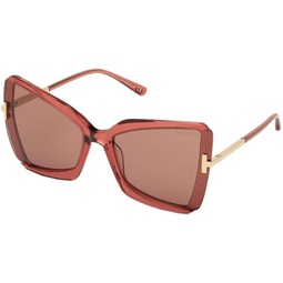 Tom Ford GIA FT 0766 TRANSPARENT RED/PINK LIGHT BROWN 63/19/135 women Sunglasses
