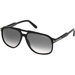 Tom Ford FT0753 01B Shiny Black FT0753 Pilot Sunglasses Lens Category 2 Size 62