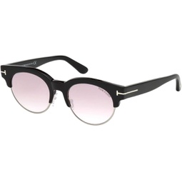 Tom Ford FT0598 Henri-02 Sunglasses Shiny Black w/Violet Mirror Lens 01Z TF598 FT598