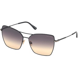 Tom Ford - FT0738 Shiny Black Round Women Sunglasses - 61mm