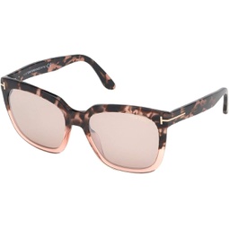 Tom Ford Womens Amarra Tortoise Non-Polarized Rectangle Sunglasses Pink 55mm