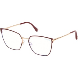 Eyeglasses Tom Ford FT 5574 -B 069 Red Enamel, Shiny Rose Gold, Tips/Blue Block