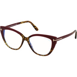 Tom Ford FT 5673-B BLUE BLOCK Burgundy Havana 54/15/140 Eyewear for Women