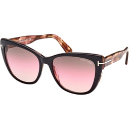 Tom Ford NORA FT 0937 Black Havana/Light Brown Shaded 57/17/140 women Sunglasses