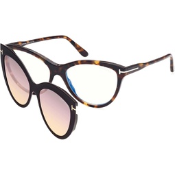 Tom Ford FT 5772-B BLUE BLOCK Dark Havana/Blue Filter Brown Shaded 55/16/140 women Eyewear Frame
