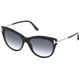 Tom Ford Cat Eye Sunglasses TF821 Kira 01B Black/Palladium 56mm FT0821