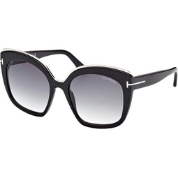 Sunglasses Tom Ford FT 0944 Chantalle 01B Shiny Black W. Palladium Details/Gra
