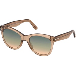 Tom Ford WALLACE FT 0870 Shiny Light Brown/Green Shaded 54/20/140 women Sunglasses